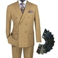 thumbnail image 1 of Men's 2-Piece Men's Windowpane Double Breasted Suit w/1 Pair of Socks - Camel 46L, 1 of 3