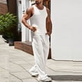thumbnail image 1 of Men's 2 Piece Outfit Letter Patched Sleeveless Tank Top and Drawstring Waist Pants Set, 1 of 6