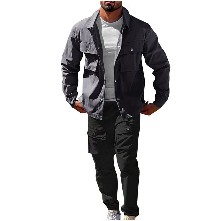 Work Street Solid Pocket Buttons Turndown Collar Long Sleeve Two Pieces Work Street Solid Pocket Buttons Turndown Collar Long Sleeve Two Pieces