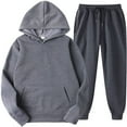 thumbnail image 1 of Men's 2 Piece Outfits Hoodie Sweatshirt Tracksuit & Joggers Sweatpants Sweatsuit Set Dark Gray L, 1 of 5