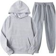 thumbnail image 1 of Men's 2 Piece Outfits Hoodie Sweatshirt Tracksuit & Joggers Sweatpants Sweatsuit Set Gray 3XL, 1 of 5