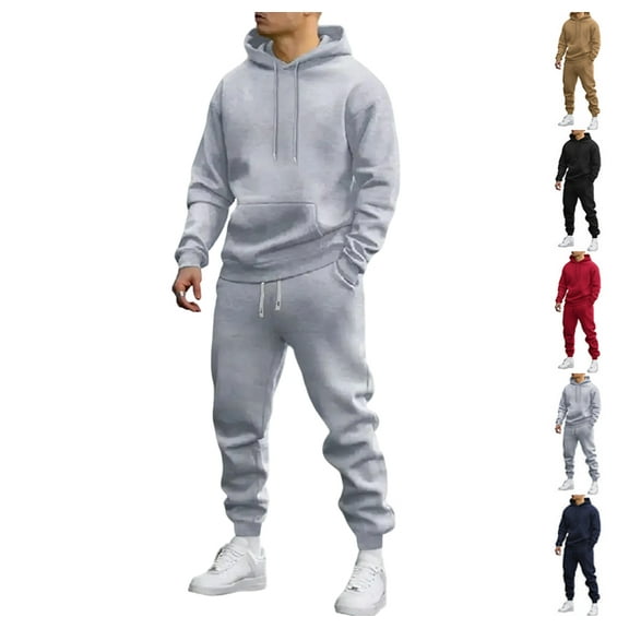 Men's 2 Piece Outfits Hoodie Sweatshirt Tracksuit & Joggers Sweatpants Sweatsuit Set,Light Gray XL