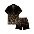 thumbnail image 1 of Men's 2 Piece Outfits Leopard Print Outfit Button Up Short Sleeve Shirt and Drawstring Shorts Set, 1 of 6