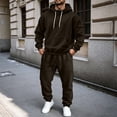 thumbnail image 1 of Men's 2 Piece Outfits Long Sleeve Hoodies and Jogger Pants Solid Color Winter Casual Tracksuit Sets Vacation Travel Outfits, 1 of 8