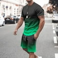 thumbnail image 1 of Men's 2 Piece Outfits Short Sleeve Golf Shirt Drawstring Shorts Set Tracksuit Green M, 1 of 5