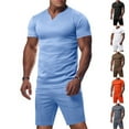 thumbnail image 1 of Men's 2 Piece Outfits Short Sleeve T-shirt Tracksuit Summer Tee Shirt and Shorts Set 2 Sets Casual Sports Suit, 1 of 8