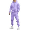 thumbnail image 1 of Men's 2 Piece Outfits Sweatsuit Long Sleeve Pullover Hoodie Athletic Jogging Cargo Pants Casual Tracksuit with Pockets (3XL, Purple), 1 of 5