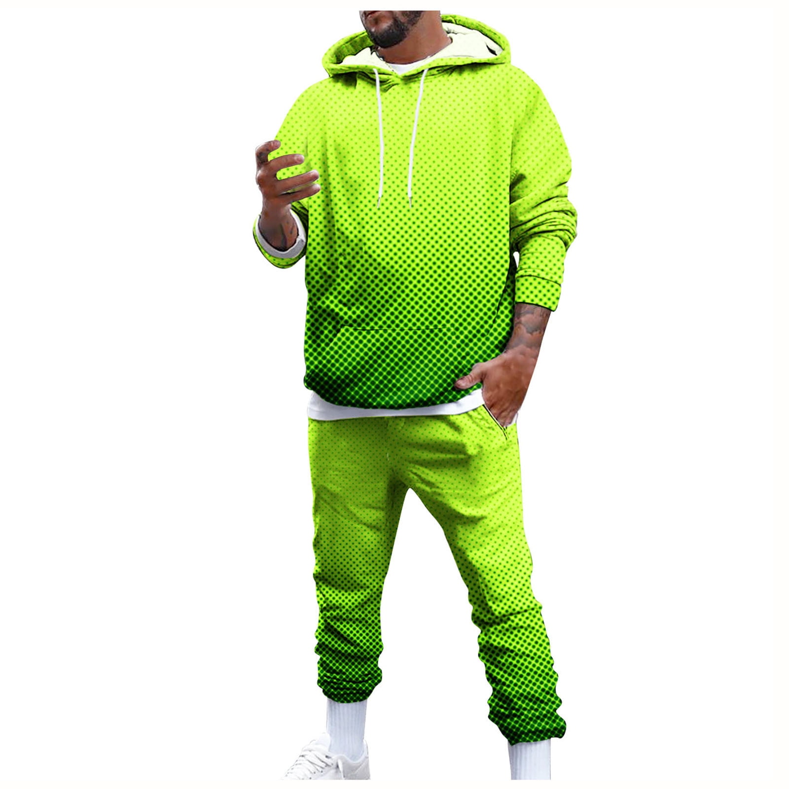 Men s 2 Piece Pants Sets Outfits Print Hoodie Sweatshirt and