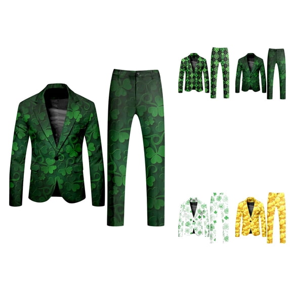 Men's 2-Piece Print Suit Long Sleeve Floral Button Blazer Pants Set Multi-Pocket Slim Fit Party Holiday Event Wear