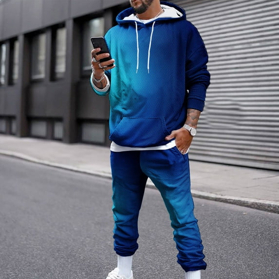 Men's 2 Piece Printed Tracksuit Casual Outfits Long Sleeve Colorful Graphic Suits 3D Print Jogging Sets Active Hoodie Sweatsuits Two Piece for Sport Gym Running