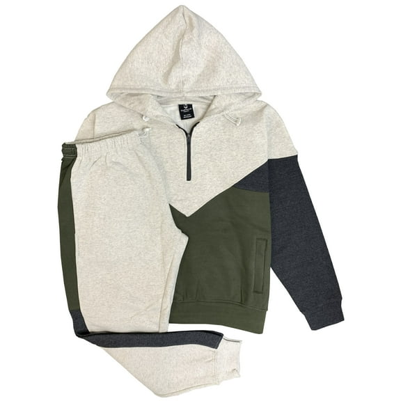 Men’s 2-Piece Quarter Zip Fleece Hoodie Sports Fleece Sweatsuit Heavy Winter Sweat Jacket & Fleece Pants