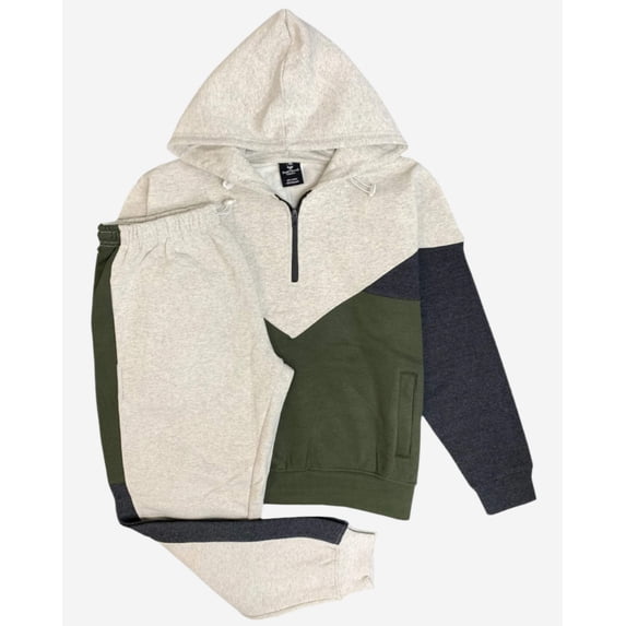 Men’s 2-Piece Quarter Zip Fleece Hoodie Sports Fleece Sweatsuit Heavy Winter Sweat Jacket & Fleece Pants