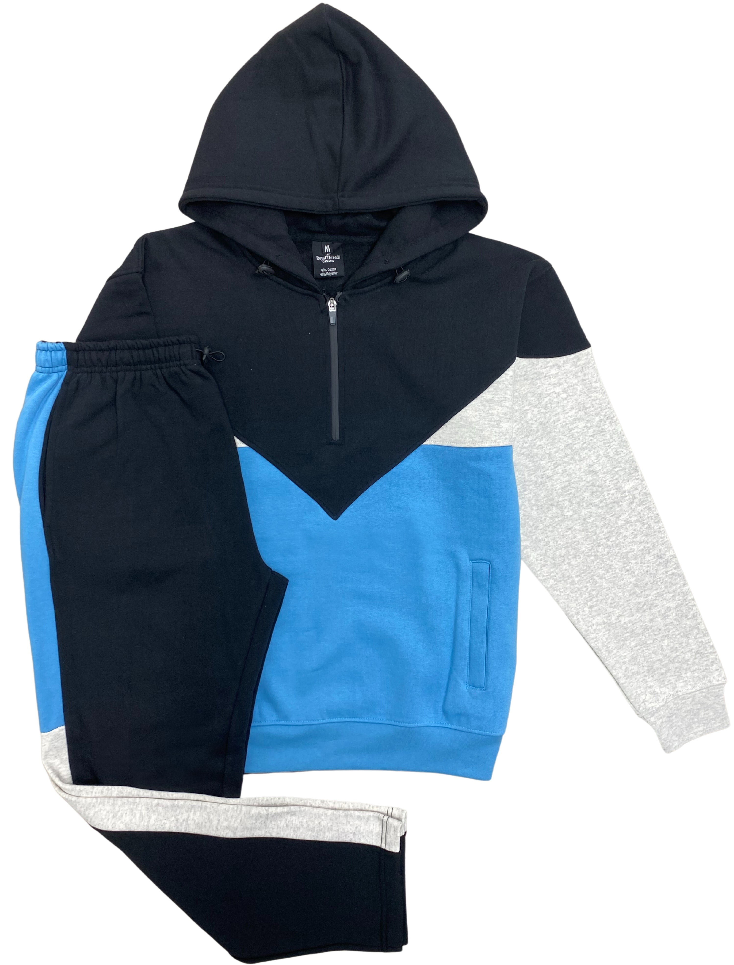 Men’s 2-Piece Quarter Zip Fleece Hoodie Sports Fleece Sweatsuit Heavy ...