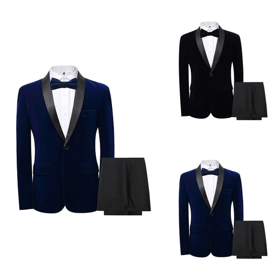 Men's 2 Piece Sequin Suit Slim Fit Shiny One Button Tuxedo Jacket Pants Set Wedding Party Prom Black
