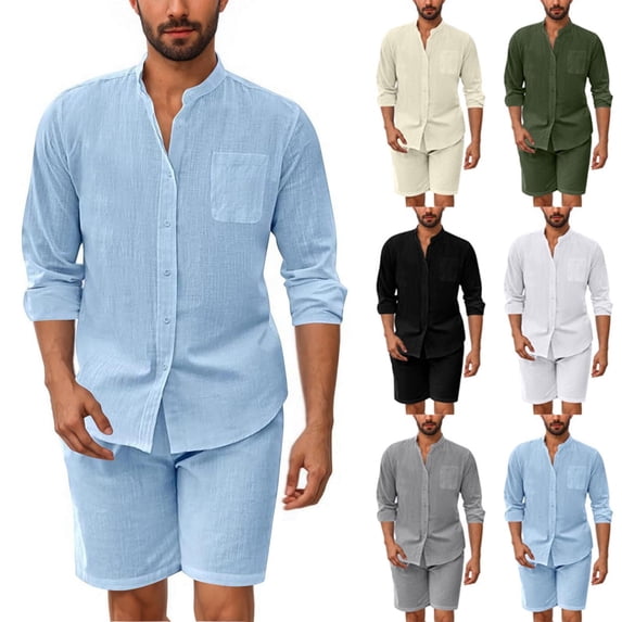 Men's 2 Piece Set Polyester Casual Suit Long Sleeve Button Down Blazer and Pants Set Turndown Collar Solid Color Fashion Suits | Zenithor,White 2XL