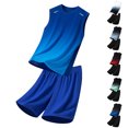 thumbnail image 1 of Men's 2 Piece Set Polyester Tank Top & Shorts Summer Outfits Sleeveless Crewneck Elastic Waist Casual Fashion Solid Color Daily Beach Vacation Lounge | Zenithor,Dark Blue 4XL, 1 of 4