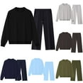 thumbnail image 1 of Men's 2 Piece Set Tracksuit Polyester Quick Dry Sportswear Long Sleeve Crewneck Pullover Jogger Pants Elastic Waist Comfort Workout Running Casual Daily Lounge | Zenithor,Army Green L, 1 of 6