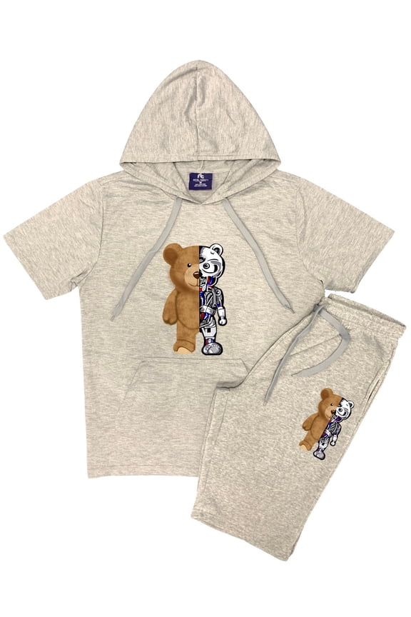 Men's 2 Piece Short Set Teddy Bear Design Summer Outfit