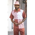 thumbnail image 1 of Men's 2 Piece Short Sleeve Walking Suit Contrast Stripe in Rust - 2082, 1 of 3