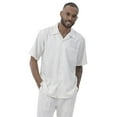 thumbnail image 1 of Men's 2 Piece Short Sleeve Walking Suit Solid in Cream - 696, 1 of 2