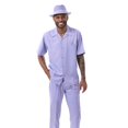 thumbnail image 1 of Men's 2 Piece Short Sleeve Walking Suit Solid in Lavender - 696, 1 of 4
