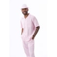 thumbnail image 1 of Men's 2 Piece Short Sleeve Walking Suit Solid in Pink - 696, 1 of 2