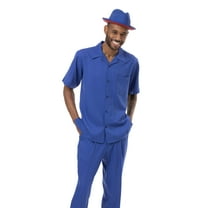 Men's 2 Piece Short Sleeve Walking Suit Solid in Royal - 696