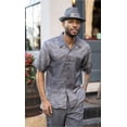 thumbnail image 1 of Men's 2 Piece Short Sleeve Walking Suit Striped Detail in Grey - 2035, 1 of 2