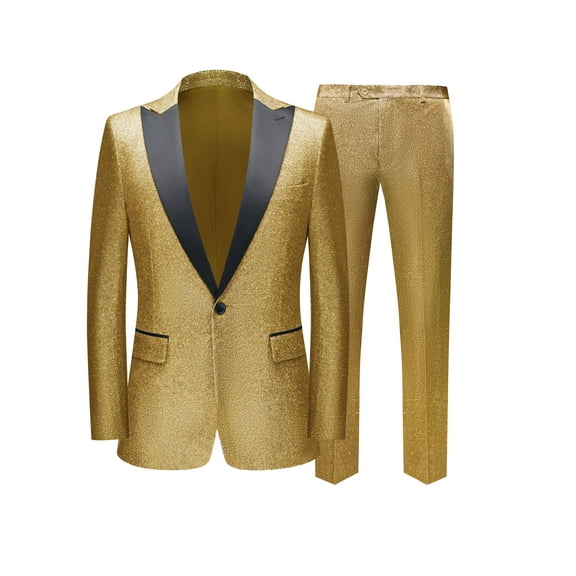 Men's 2 Piece Single button slim fit Suits Slim Fit Tuxedo Jacket and Dress Pants Set for Wedding Business Prom