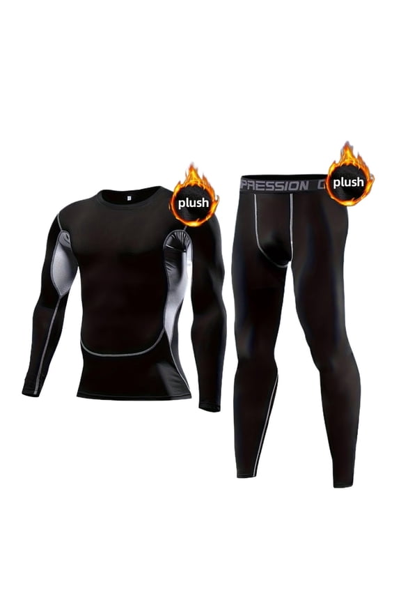 Men's 2-Piece Ski Base Layer Set - Thermal Compression Top & Pants for Snow Sports