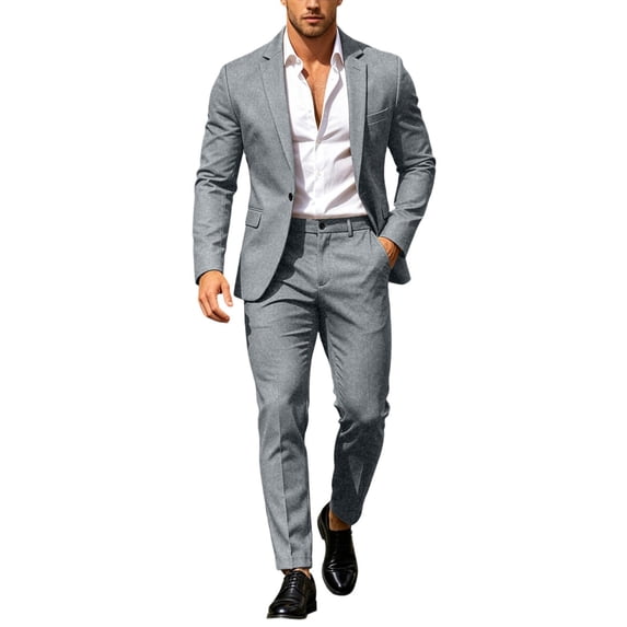 Men's 2 Piece Slim Fit Suit Set Blazer Jacket and Pants Formal Business Wedding Prom Party Outfit