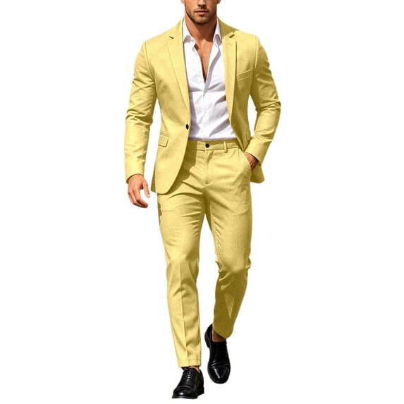 Men's 2 Piece Slim Fit Suit Set Blazer Jacket and Pants Formal Business Wedding Prom Party Outfit