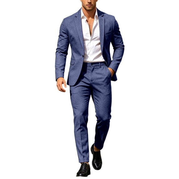 Men's 2 Piece Slim Fit Suit Set Blazer Jacket and Pants Formal Business Wedding Prom Party Outfit