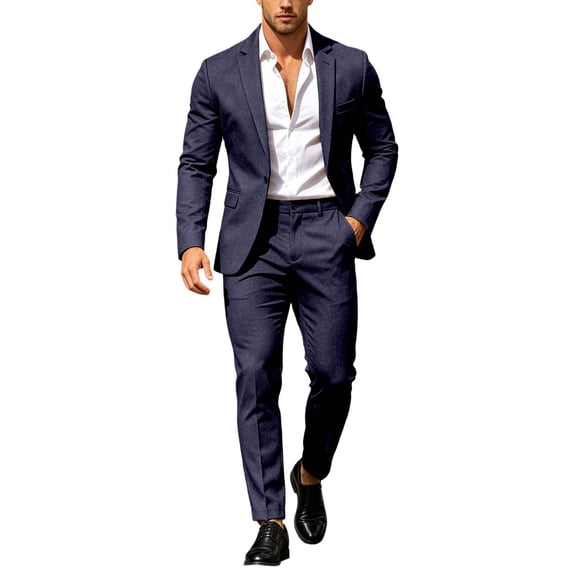 Men's 2 Piece Slim Fit Suit Set Blazer Jacket and Pants Formal Business Wedding Prom Party Outfit