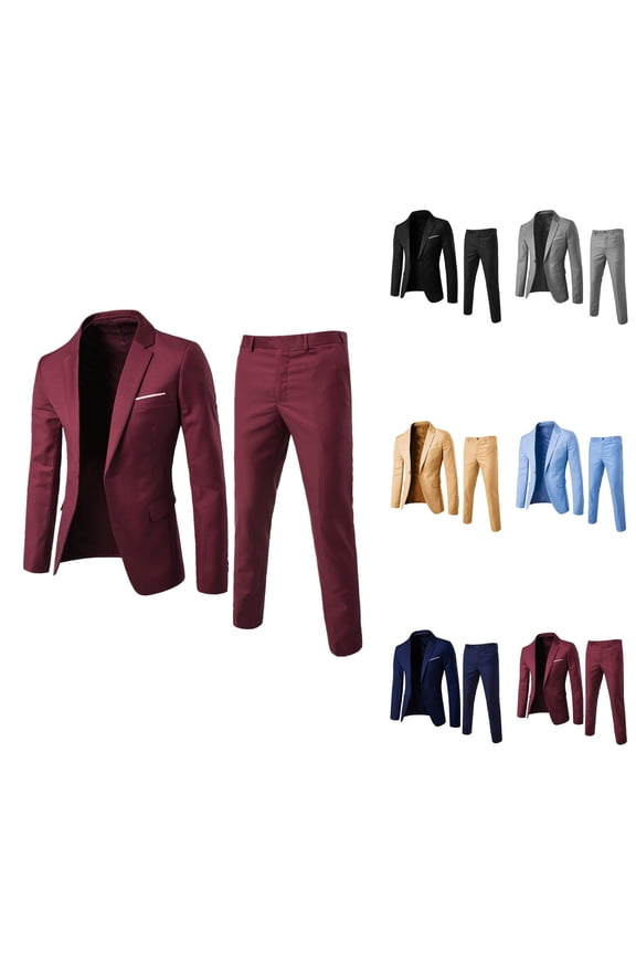 Men's 2 Piece Slim Fit Suit Set with Vest Pants, Business Wedding Party Blazer Jacket Coats 3pc with Tie