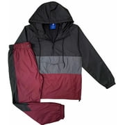 Men s 2-Piece Suit Half Zip Pullover Windbreaker Jacket with Jogger Pants Sports Mesh lined Outfit