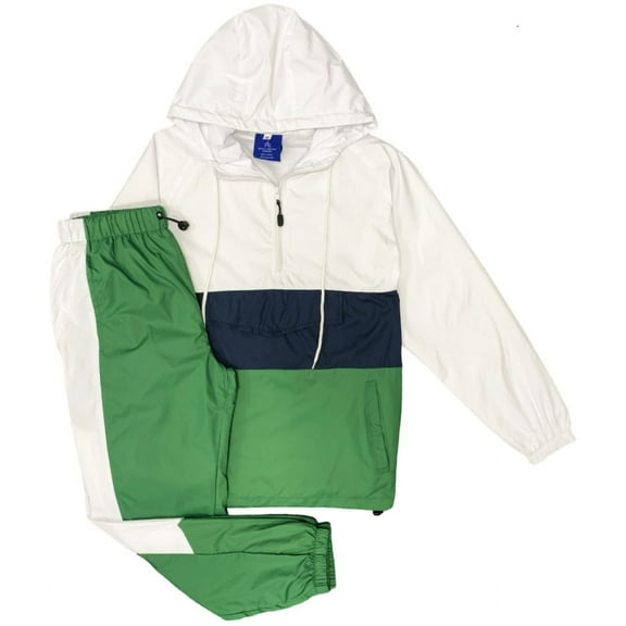 Men’s 2-Piece Suit Half Zip Pullover Windbreaker Jacket with Jogger Pants Sports Mesh lined Outfit