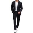 thumbnail image 1 of Men's 2 Piece Suit - Solid Jacket & Pants Set | One Button Blazer Jacket, Flat Front Dress Pants, Slim Fit Design, Soft Fabric, Ideal for Wedding Prom and Business, 1 of 8