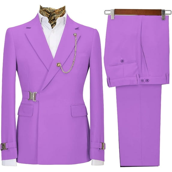 Men's 2 Piece Suit with Metal Clasp Slim Fit Suit Stylish Business & Casual Tuxedo Suit