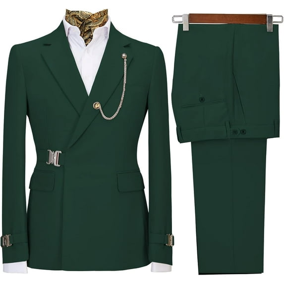 Men's 2 Piece Suit with Metal Clasp Slim Fit Suit Stylish Business & Casual Tuxedo Suit