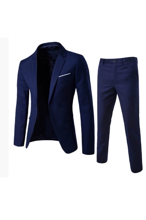 Men's 2 Piece Suits Set Slim Fit Business Classic 1 Button Prom Elegant Pocket Wedding Party Comfort Suit Jacket Pants