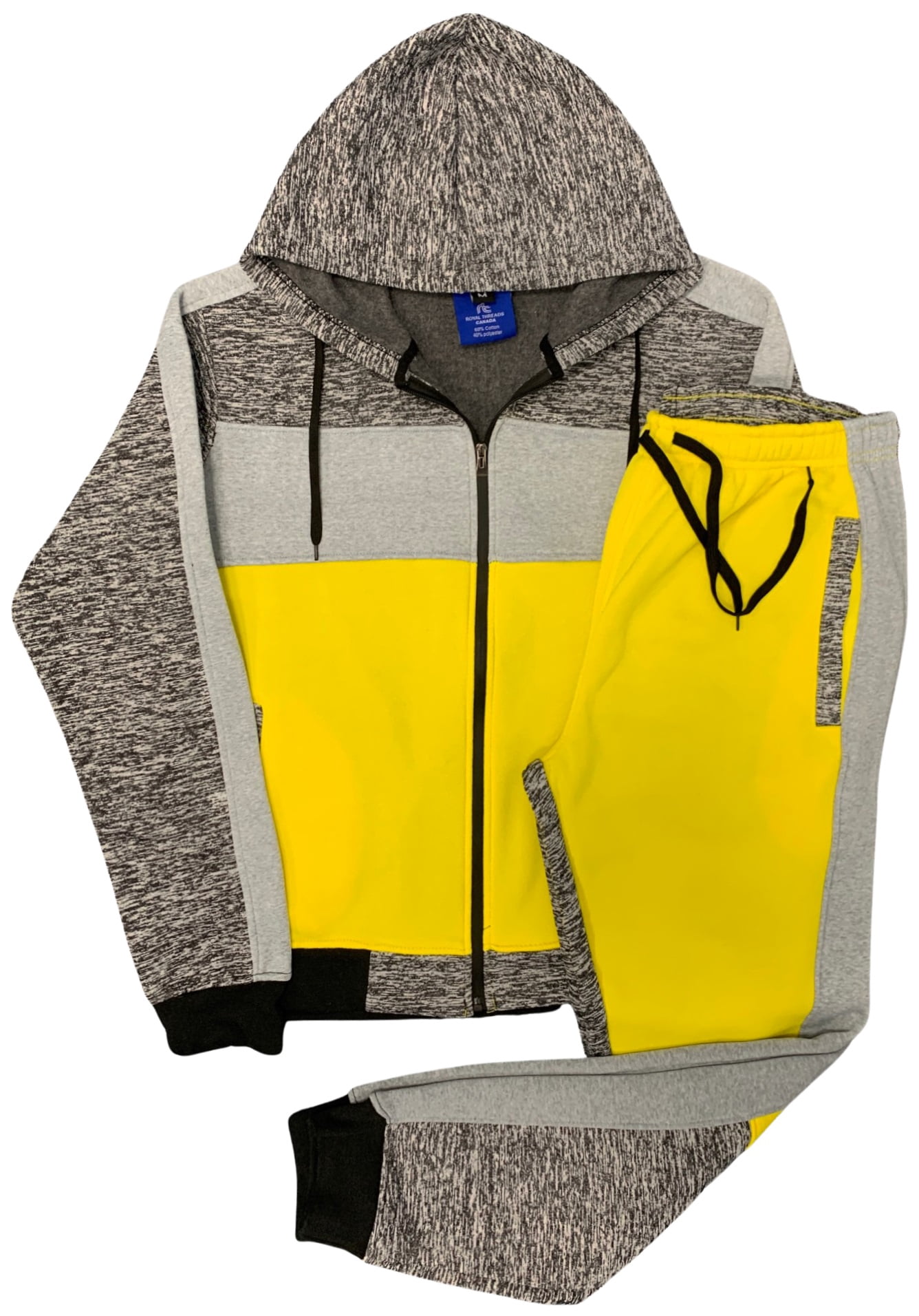 Men's 2-Piece Sweatsuit Color Block Fleece Sweat Jacket and Jogger Sweatpants jogging Fleece suit