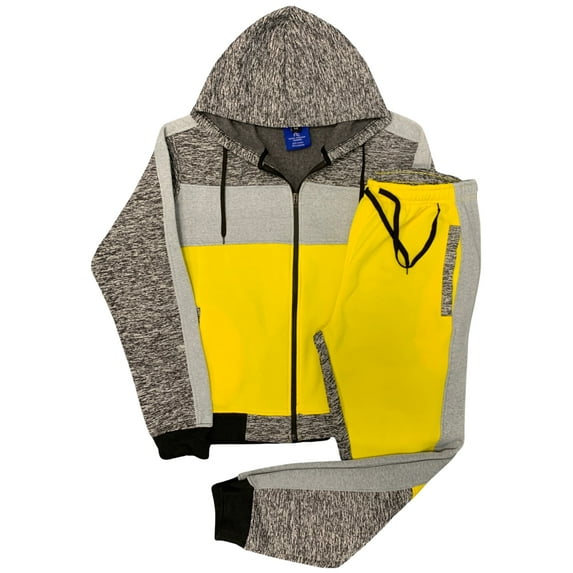 Men's 2-Piece Sweatsuit Color Block Fleece Sweat Jacket and Jogger Sweatpants jogging Fleece suit