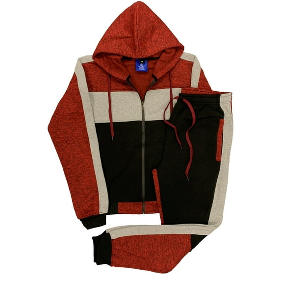 Men's 2-Piece Sweatsuit Color Block Fleece Sweat Jacket and Jogger Sweatpants jogging Fleece suit
