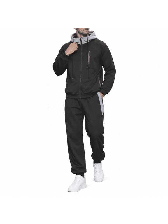 Sweatsuits for Men 2 Piece with Zipper Pockets Full Zip Hoodie Tracksuit Sets Jogging Sports Casual Sweat Suits