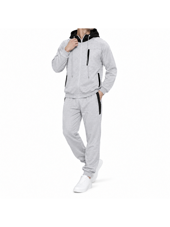 Sweatsuits for Men 2 Piece with Zipper Pockets Full Zip Hoodie Tracksuit Sets Jogging Sports Casual Sweat Suits