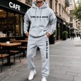 thumbnail image 1 of Men's 2 Piece Sweatsuit Hoodie Tracksuit Set Long Sleeve Pullover Outfit with Pockets Elastic Waist Drawstring Casual Athletic Jogging Gym Running Winter Workout Light Gray XL, 1 of 6