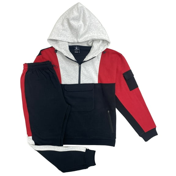 Men's 2-Piece Sweatsuit Quarter Zip Hoodie with Jogger sweatpants Heavy Fleece Material Fleece Outfit