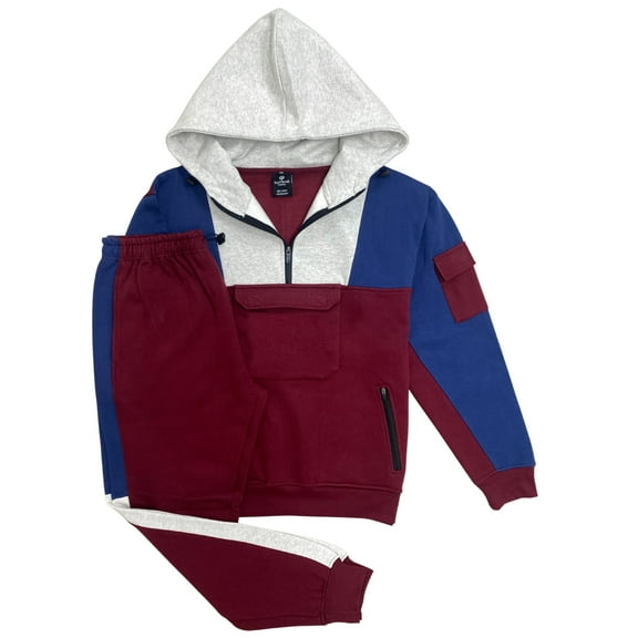 Men's 2-Piece Sweatsuit Quarter Zip Hoodie with Jogger sweatpants Heavy Fleece Material Fleece Outfit