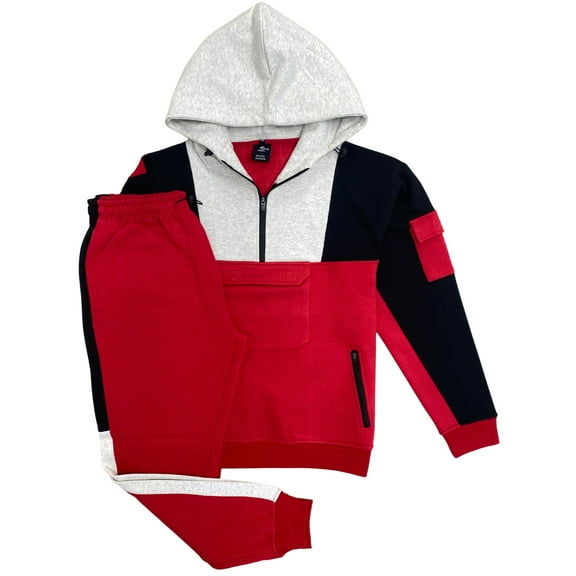 Men's 2-Piece Sweatsuit Quarter Zip Hoodie with Jogger sweatpants Heavy Fleece Material Fleece Outfit